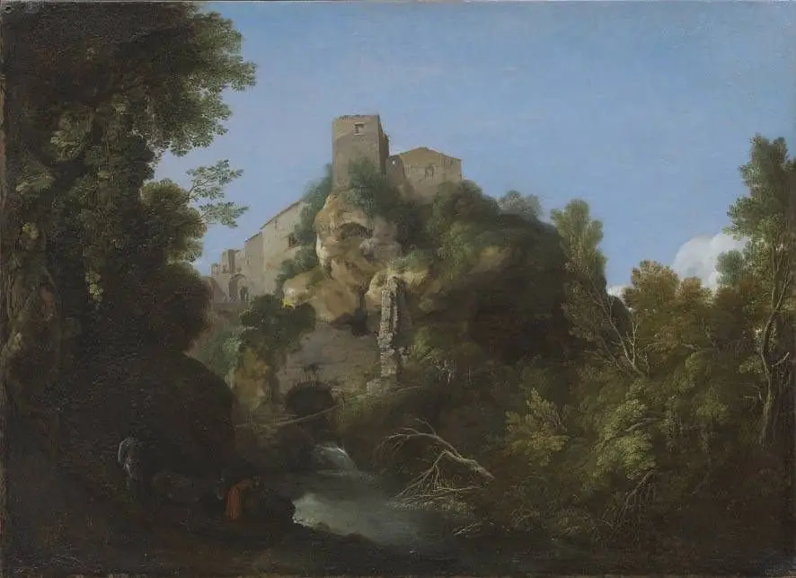 Italianate landschap, by Cornelius van Poelenburgh