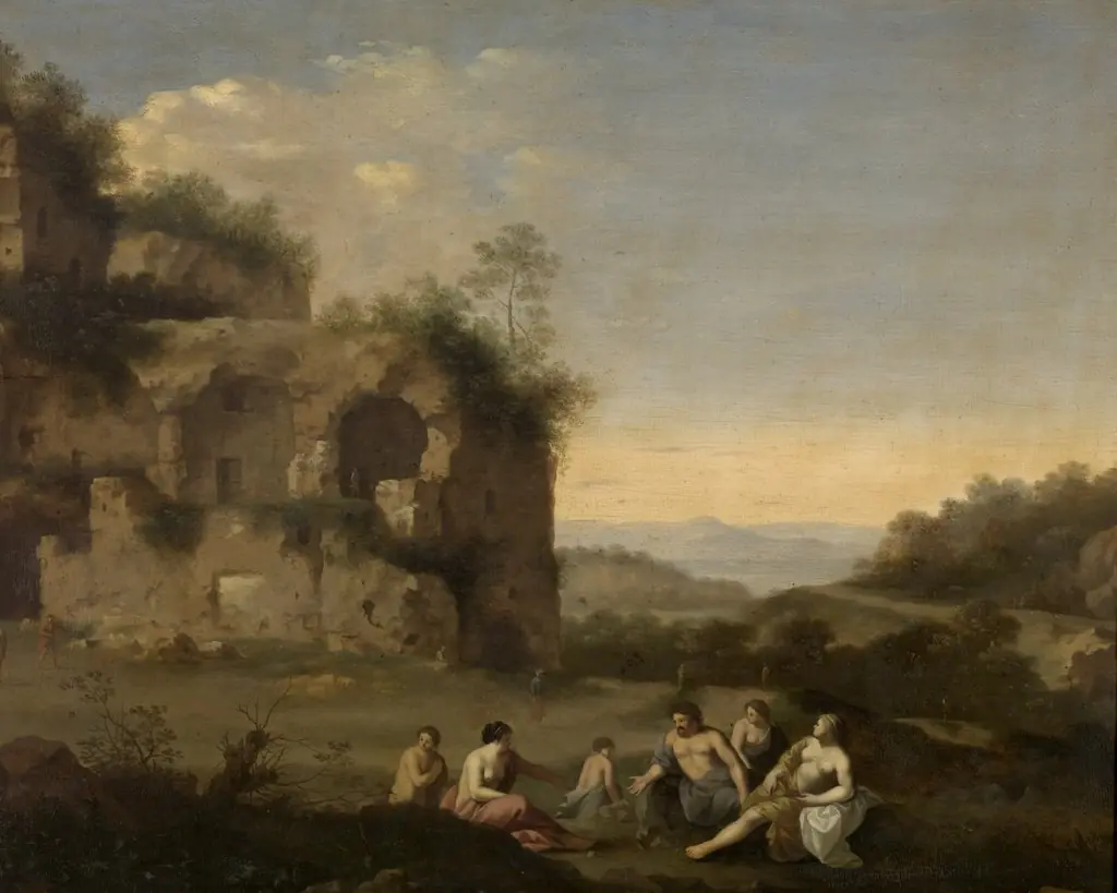 Landscape with ruins, by Cornelius van Poelenburgh