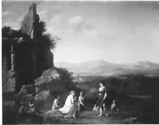Landschaft mit Callisto und Diana, by Cornelius van Poelenburgh, 1638