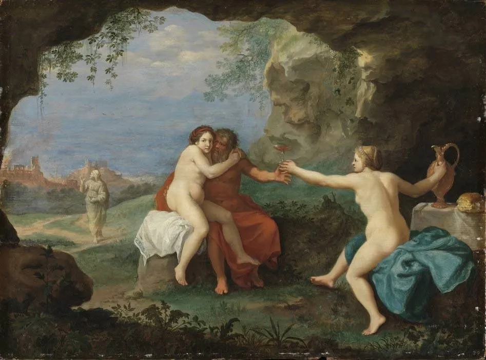 Lot and his daughters, by Cornelius van Poelenburgh, oil, 1638