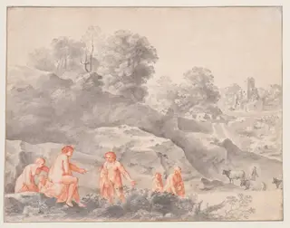 Nudes in a Landscape (possibly Diana and Callisto), by Cornelius van Poelenburgh, 1654