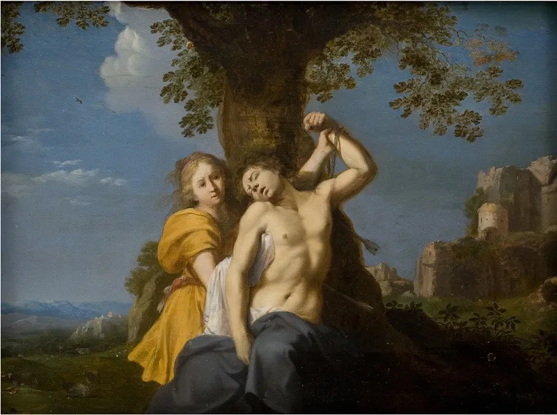 St Sebastian, by Cornelius van Poelenburgh, oil, 1638