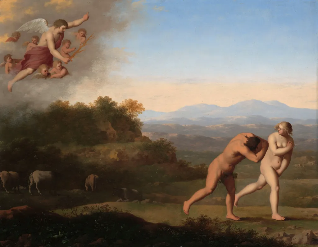 The Expulsion from Paradise, by Cornelius van Poelenburgh, oil, 1646