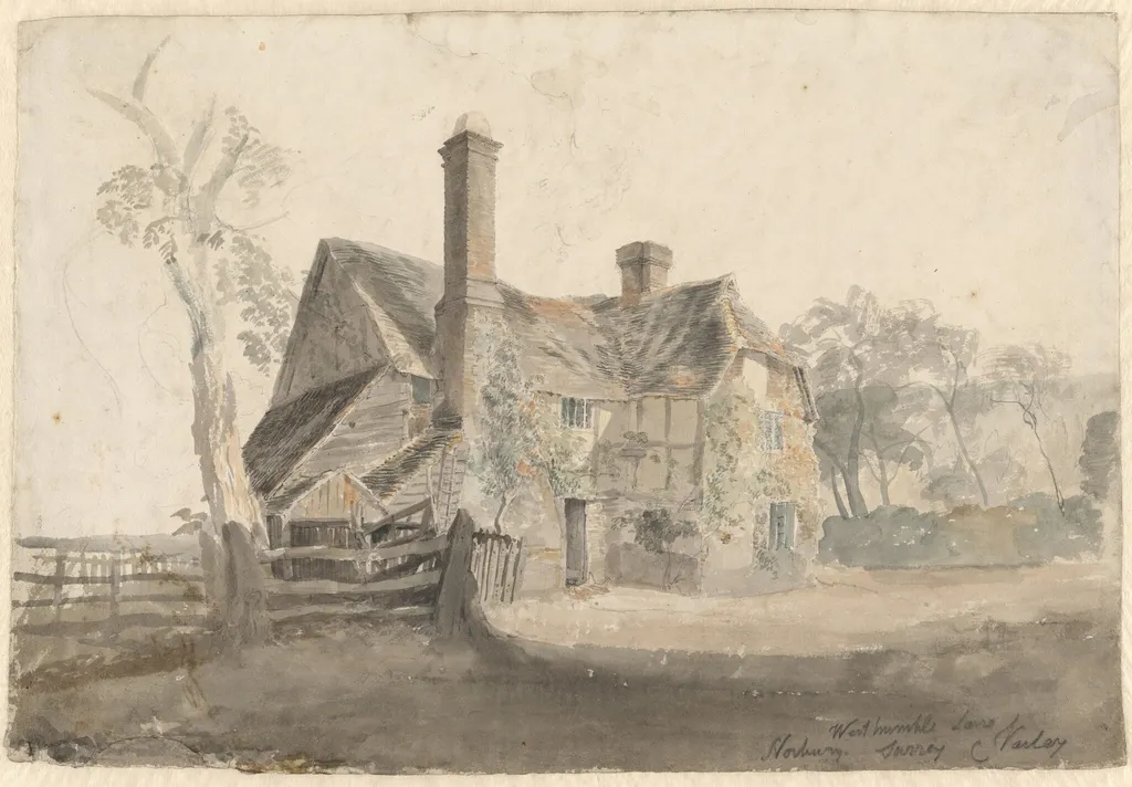 A House, West Humble Lane, Norbury, Surrey, by Cornelius Varley, watercolor, 1806