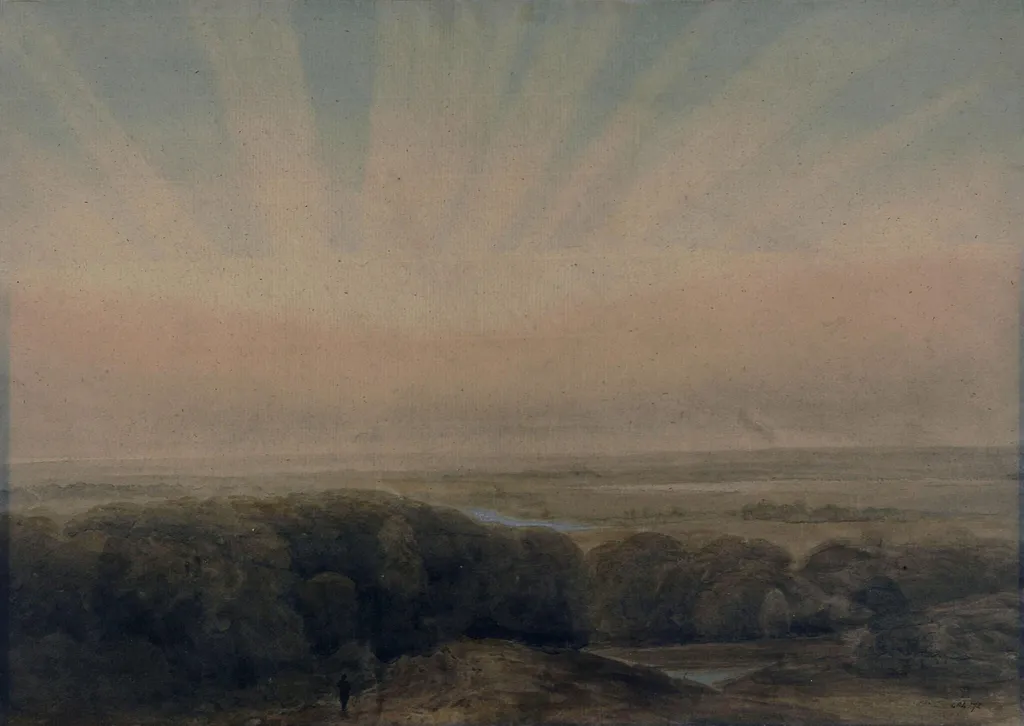 After Sunset : North Wales, by Cornelius Varley, watercolor, 1850