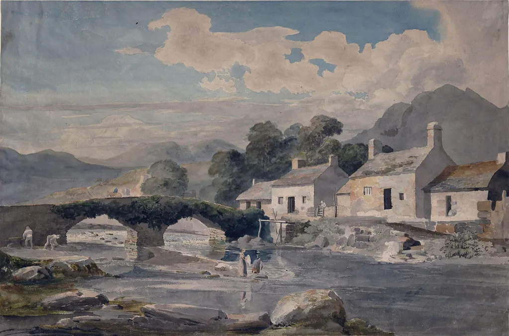 Beddgelert Bridge, by Cornelius Varley, watercolor, 1802