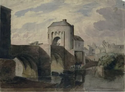 Bridge over the River Monmow, Monmouth, by Cornelius Varley
