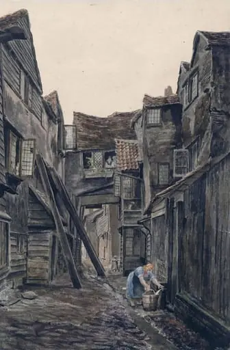 Houses in Little Greenwich, Aldersgate Stree, by Cornelius Varley