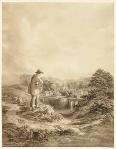 Landscape with Figure in Foreground, by Cornelius Varley