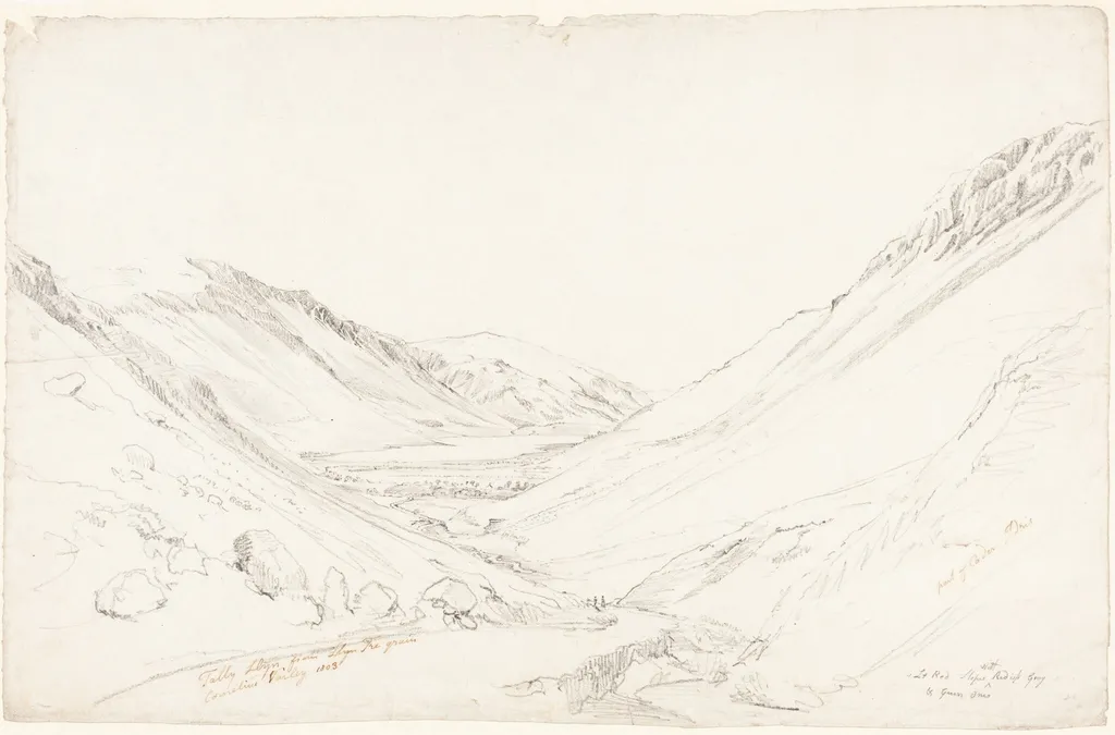 Tally Llyn from Llyn Trigrain, by Cornelius Varley, graphite, 1803