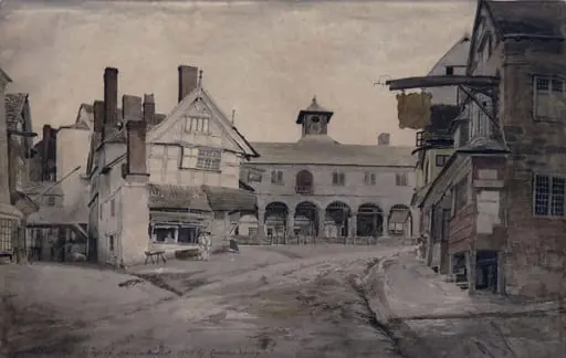 The Market Place, Ross, Herefordshire, by Cornelius Varley
