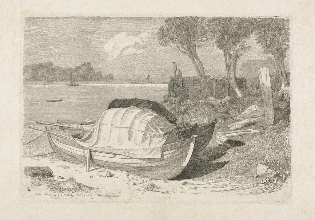 Two Beached Fishing Boats, by Cornelius Varley, 1809