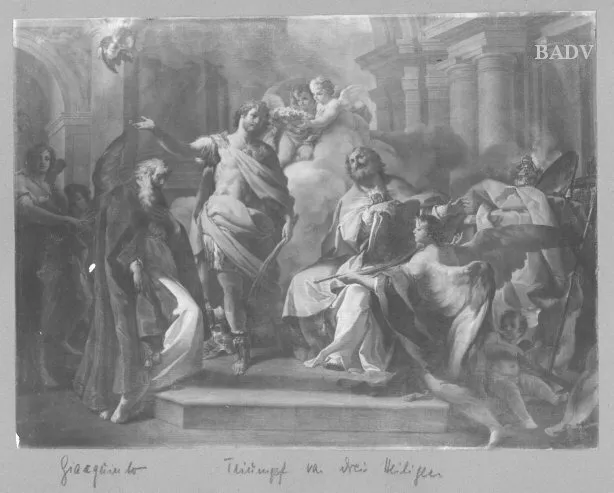 Triumph of three Saints, by Corrado Giaquinto, paint, 1725