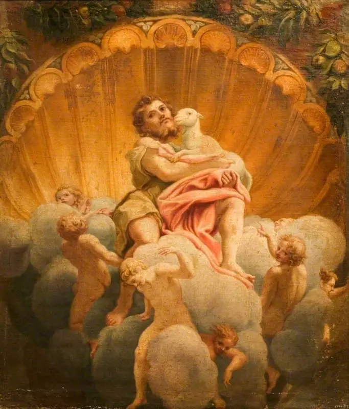 Saint John Bearing the Lamb (copy of the fresco in the cupola of Parma Cathedral), by Correggio