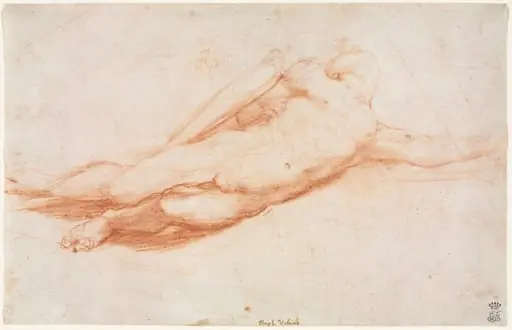 Study of a Fallen Soldier (possibly the Conversion of Saul) (recto), by Correggio