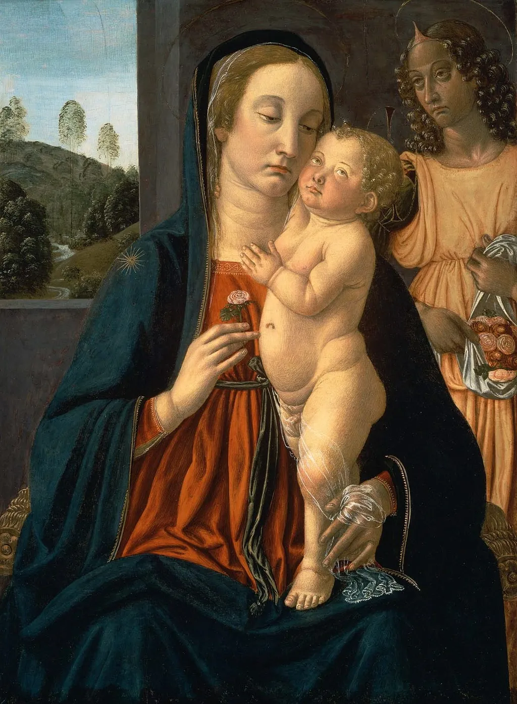 Virgin and Child with an Angel, by Cosimo Rosselli, unspecified, 1470