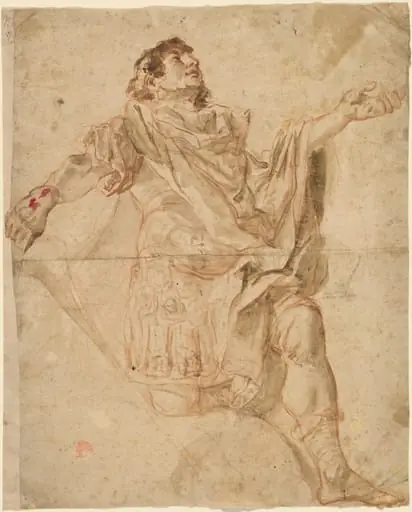 Saint George Kneeling (recto), by Cosmas Damian Asam