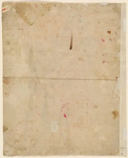The Head of Saint George and Architectural Plans (verso), by Cosmas Damian Asam