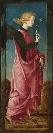 The Archangel Gabriel [middle left panel], by Cosmè Tura