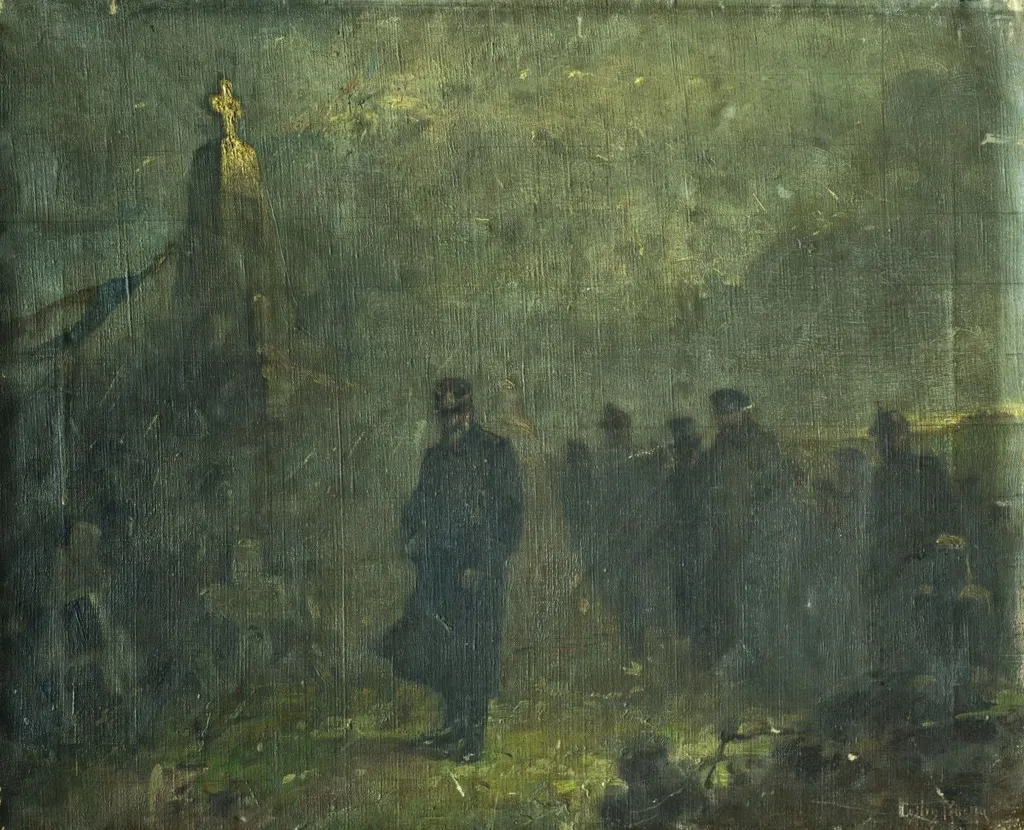 Carol (I) într-un cimitir, by Costin Petrescu, 1922
