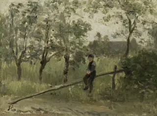 Country Boy on a Pole Barrier, 1906