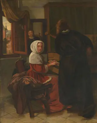 Couple making music, by Cornelis de Man