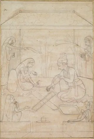 Couple Playing Chaupar on a Terrace