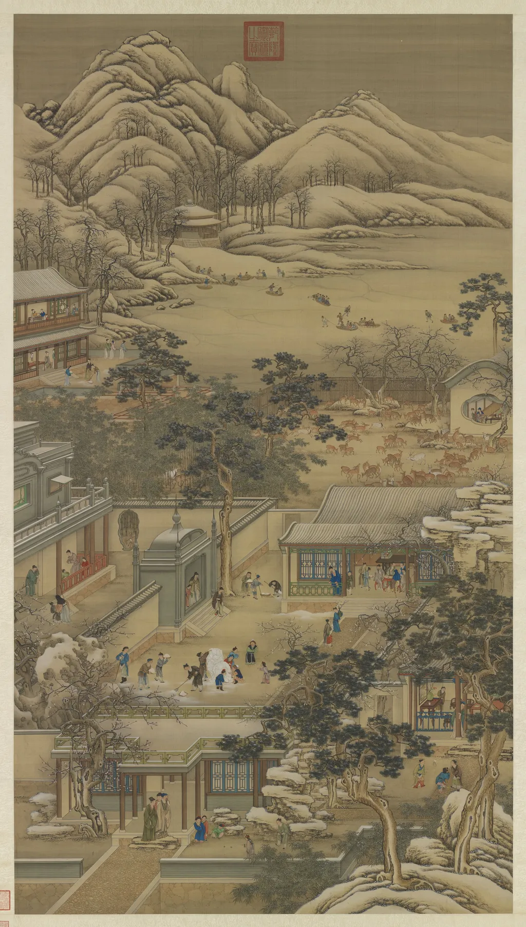 清畫院畫十二月月令圖十二月 軸, by court painter, unspecified, 1736