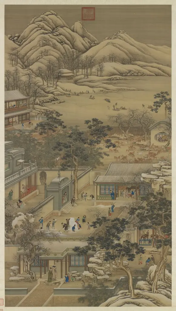 清畫院畫十二月月令圖十二月　軸, by court painter