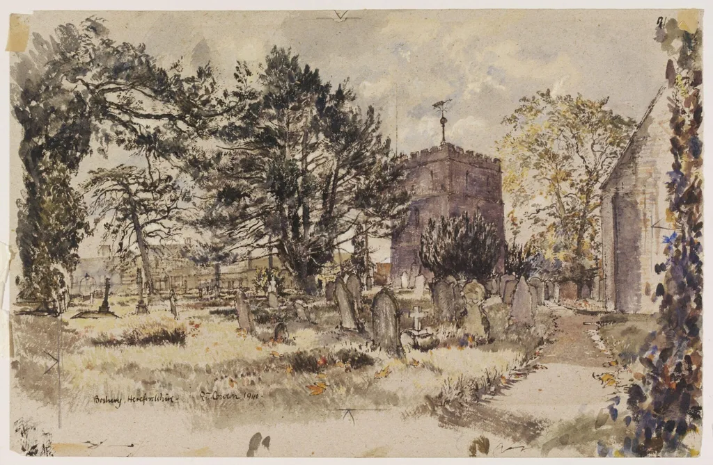 Bosbury Church, by Cowern, watercolor, 1940