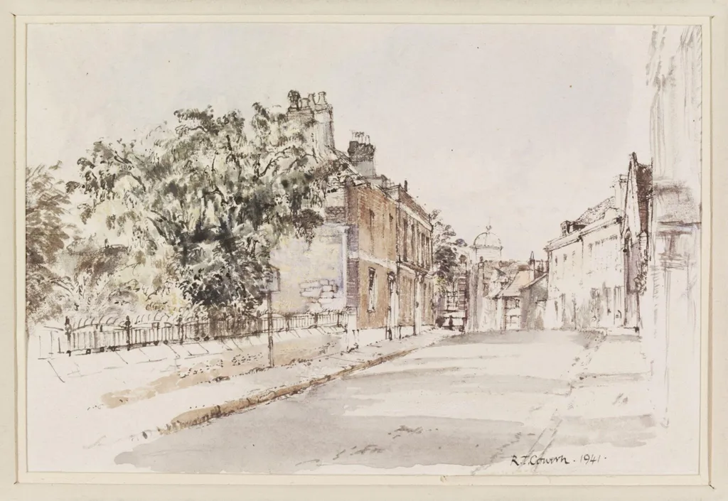 St. Thomas Street, Winchester, by Cowern, watercolor, 1941
