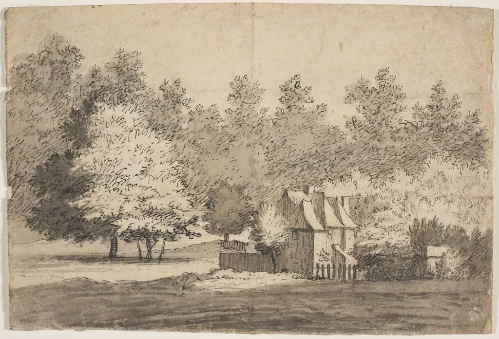 A cottage set among trees, by Cozens, 1745