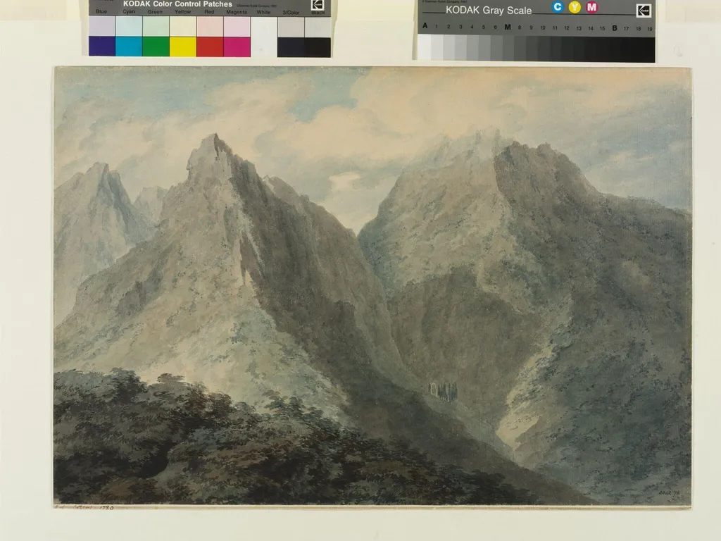 View in the Island of Elba, by Cozens, watercolor, 1784