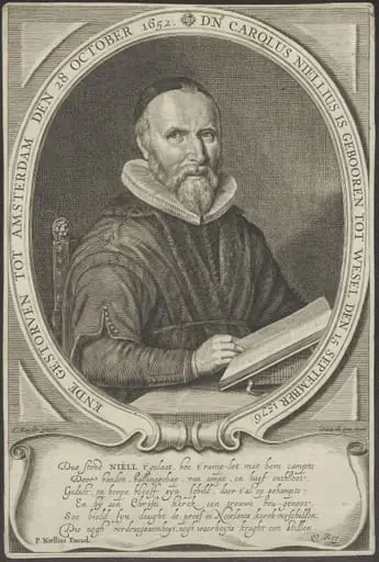 Portrait of Carolus Niëllius, Remonstrant minister, by Crispijn van de (II), Passe, 1650