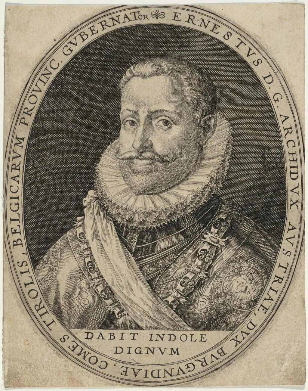 Ernest of Austria, Archduke, Governor of the Spanish Netherlands, by Crispijn van de Passe I, ink, 1601