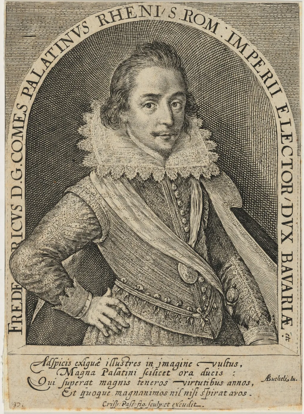 Frederick V, Elector Palatine, Later King of Bohemia, by Crispijn van de Passe I, ink, 1601