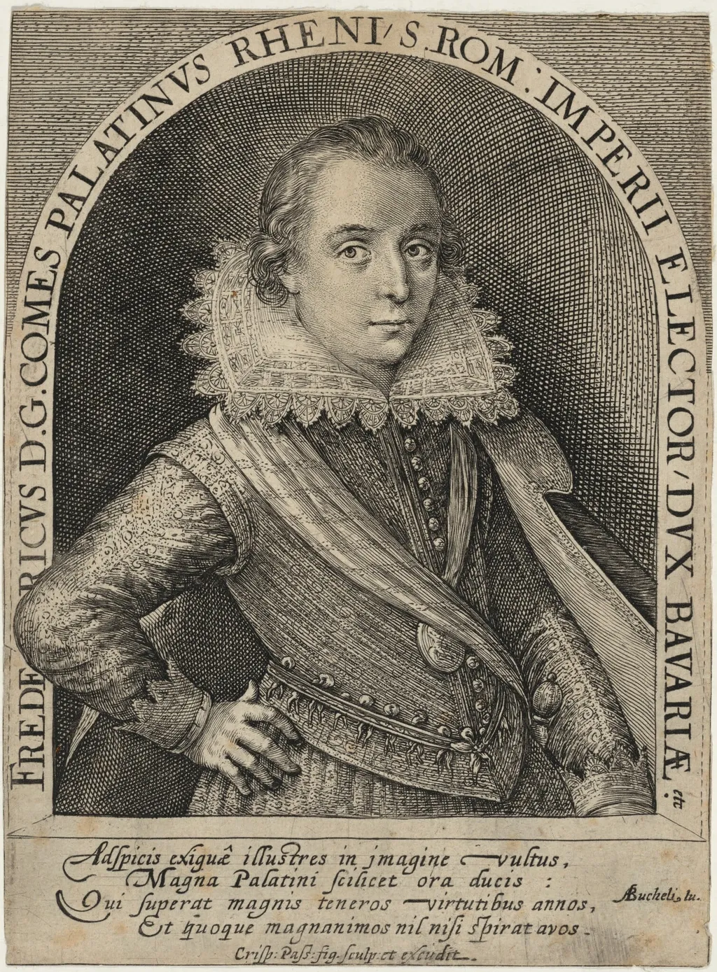Frederick V, Elector Palatine, Later King of Bohemia, by Crispijn van de Passe I, ink, 1601