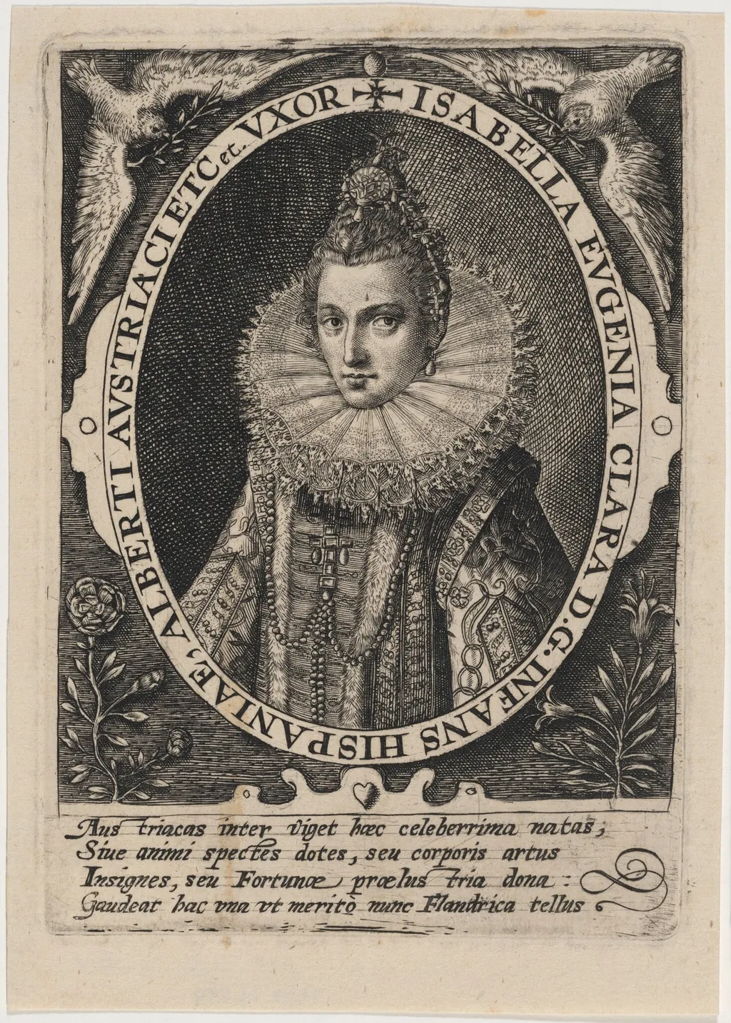 Isabella Clara Eugenia, Infanta, by Crispijn van de Passe I, ink, 1601