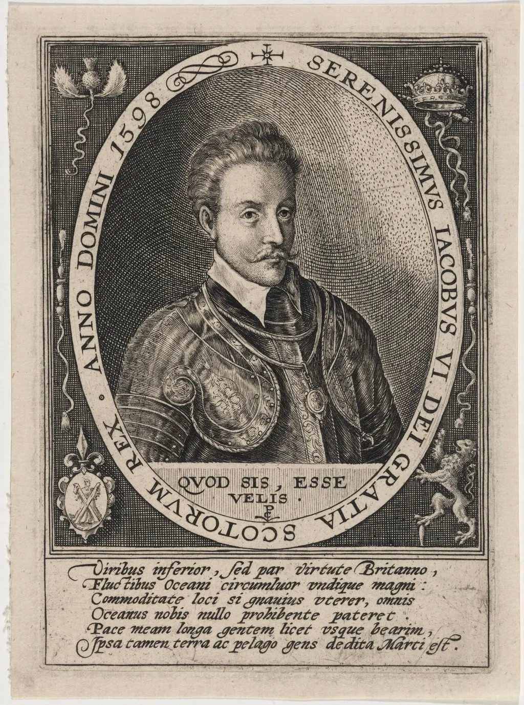 James I, as King of Scotland, by Crispijn van de Passe I, ink, 1598