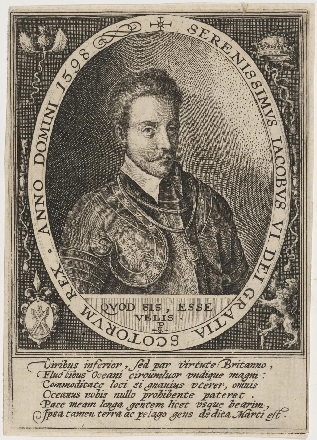 James I, as King of Scotland, by Crispijn van de Passe I, ink, 1598
