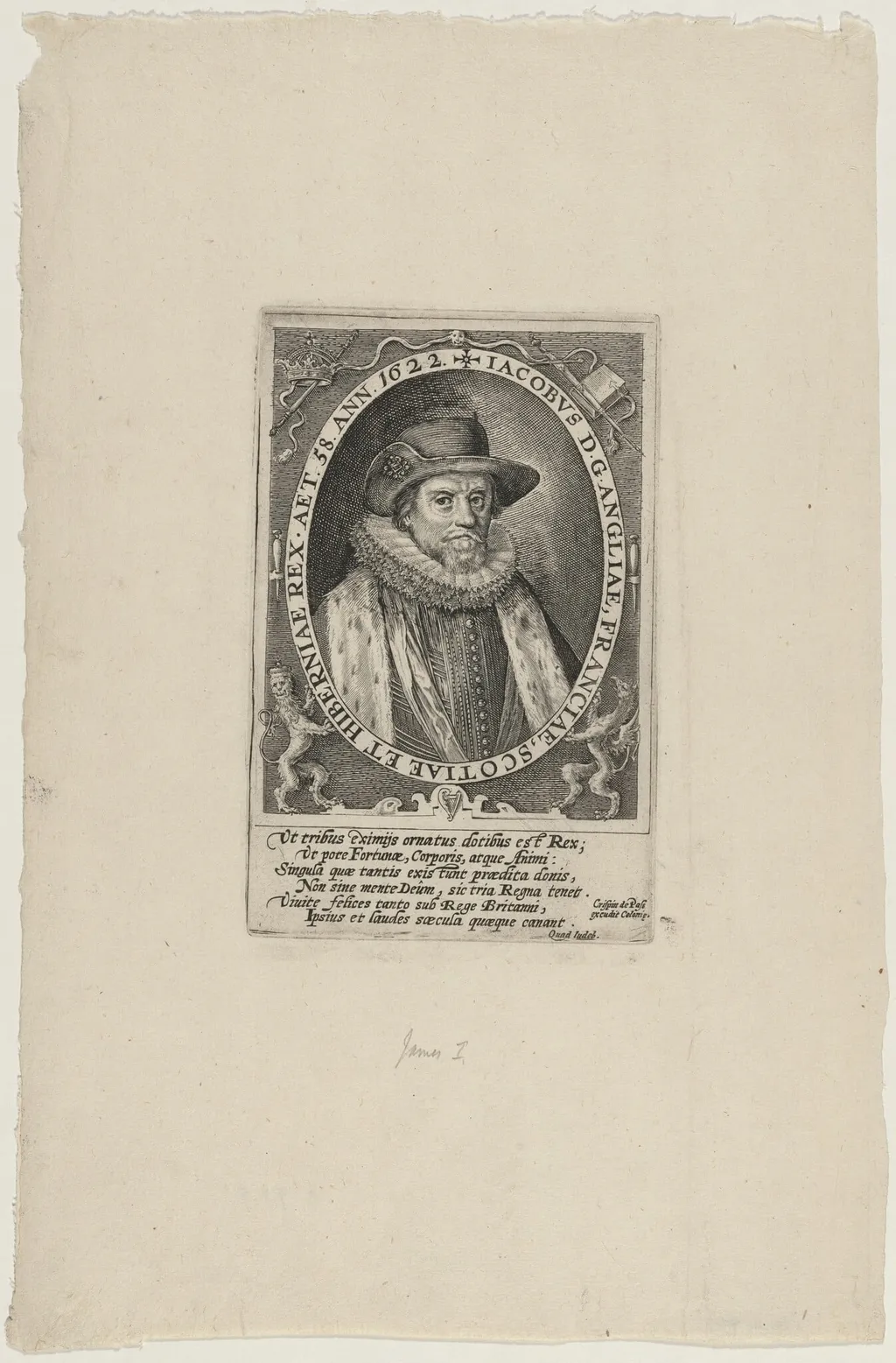 James I, King of England, by Crispijn van de Passe I, ink, 1622