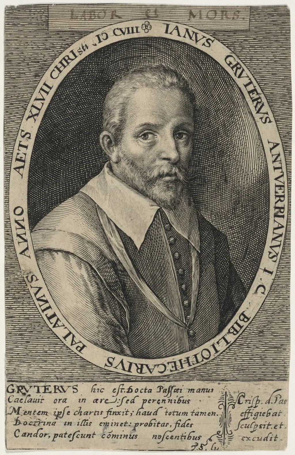 Jan Gruter, by Crispijn van de Passe I, ink, 1601