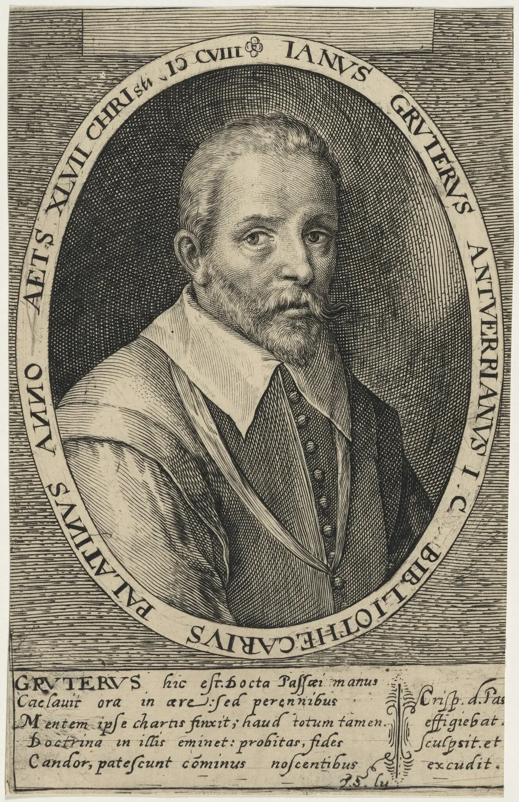 Jan Gruter, by Crispijn van de Passe I, ink, 1601