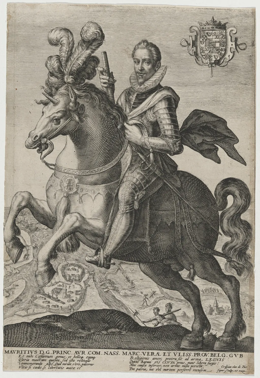 Maurice of Nassau, Prince of Orange, by Crispijn van de Passe I, ink, 1601