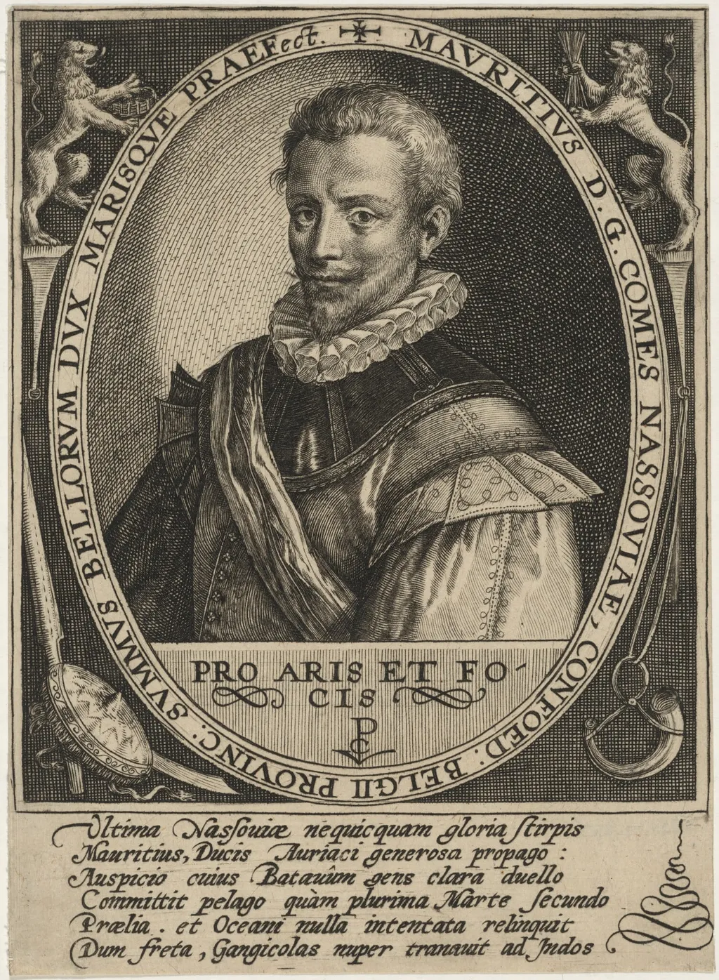 Maurice of Nassau, Prince of Orange, by Crispijn van de Passe I, ink, 1598