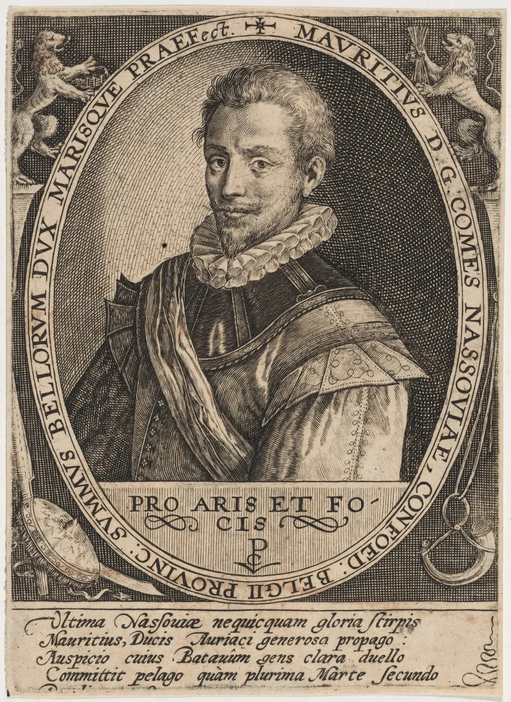 Maurice of Nassau, Prince of Orange, by Crispijn van de Passe I, ink, 1598