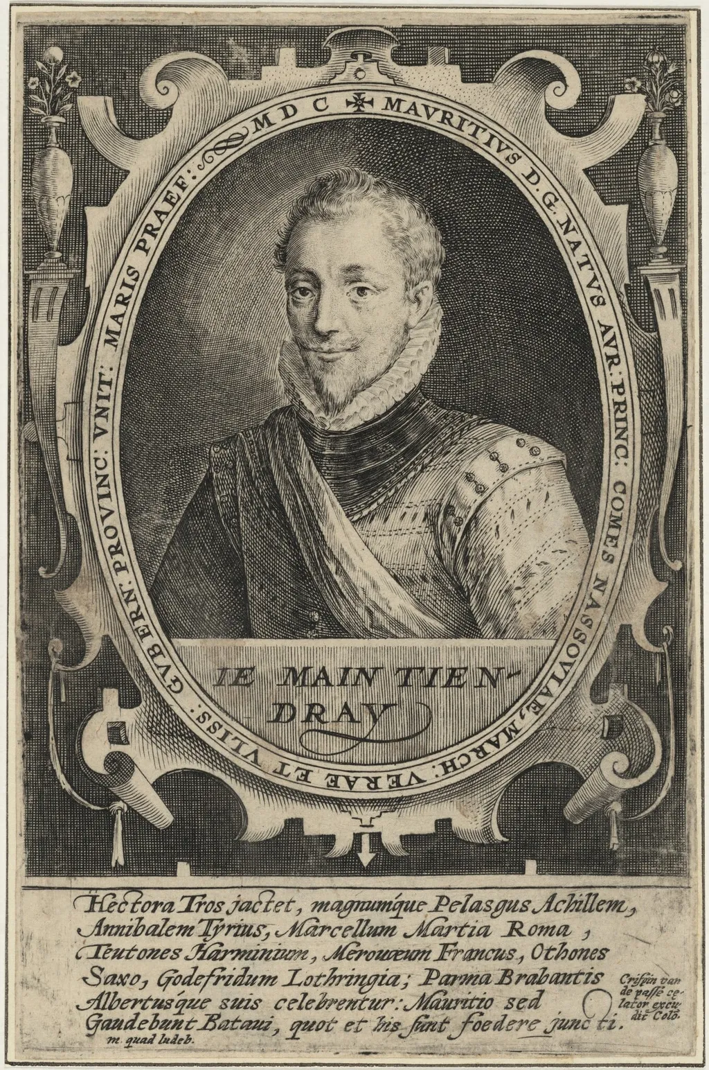 Maurice of Nassau, Prince of Orange, by Crispijn van de Passe I, ink, 1600