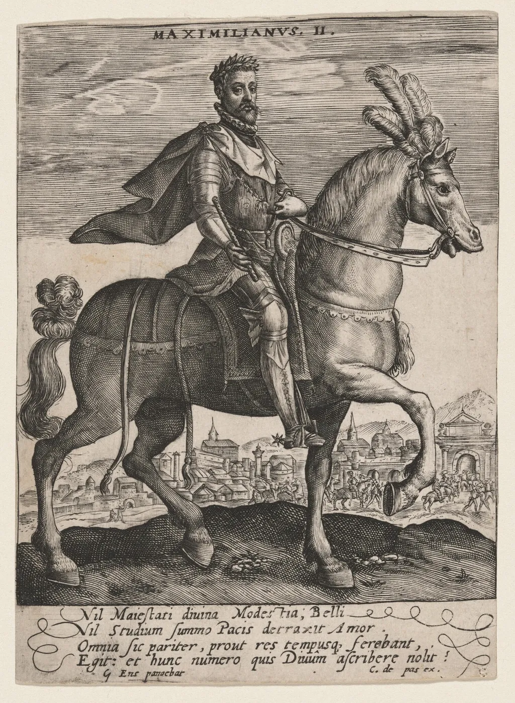Maximilianus II, by Crispijn van de Passe I, ink, 1604