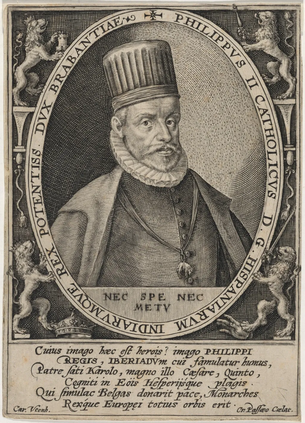 Philip II, King of Spain, by Crispijn van de Passe I, ink, 1598