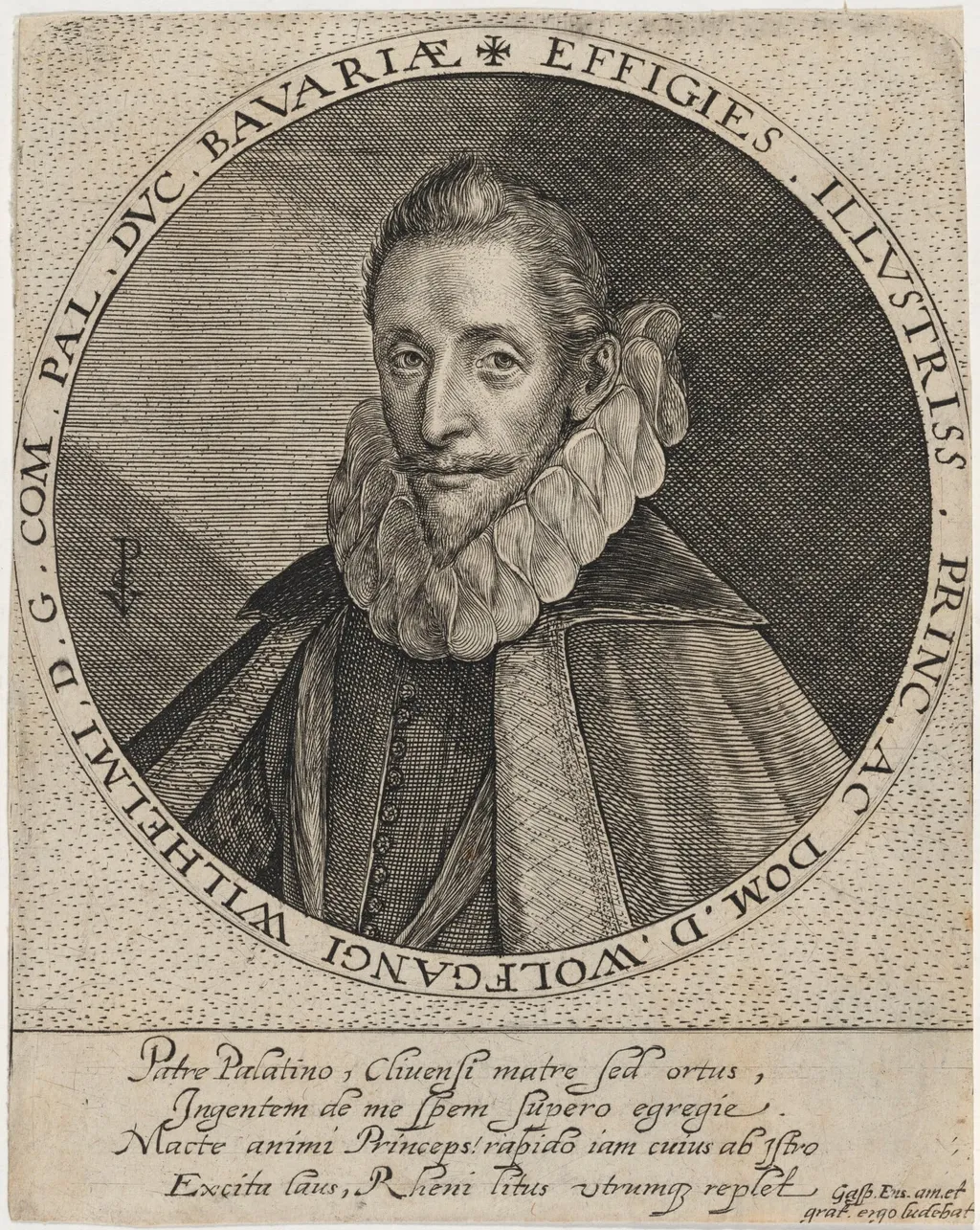 Wolfgang William, Count Palatine, by Crispijn van de Passe I, ink, 1601
